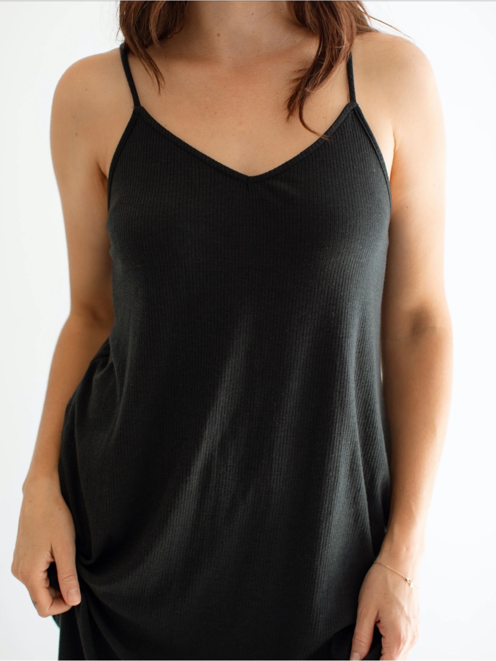NEW CARLY JEAN LOS ANGELES CJLA Favorite Ribbed Spaghetti Dress Black XXXL - Picture 6 of 8